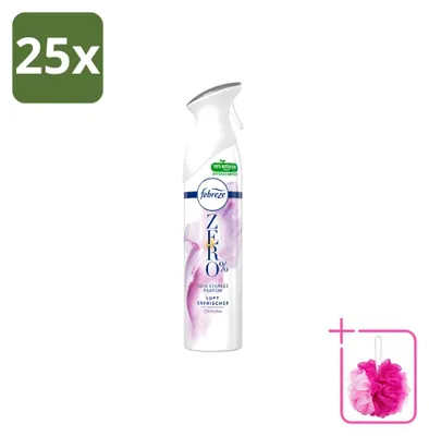 Imagen del producto de 25 aerosoles refrescantes para ambientes Febreze Zero %, aroma a orquídea, 300 ml, pack ahorro, 25 unidades