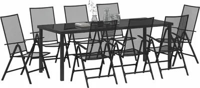 Produktbild von vidaXL Garten Essgruppe 9 stk. Anthrazit Pulverbeschichteter Stahl