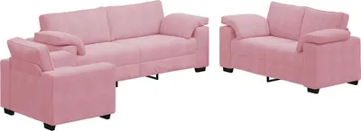 Image de vidaXL Ensemble de canapés 3 pièces avec coussins Rose velours