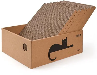 Image de Griffoir pour chat en carton, 7 pièces, écologique, 42 × 32 × 15 cm