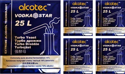 Produktbild von HUGBERT Turbohefe Alcotec Vodka Star Alkohol Gärhefe Hefe Brennhefe 14% 5 Stück