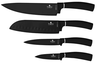 Image de Ensemble de couteaux antiadhésifs, 4 pièces, collection noir mat