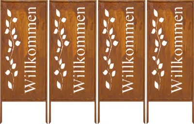 Produktbild von Sichtschutz Metal 4x - 100 x 40 cm - Edelrost - Rostoptik Sichtschutz für Garten - Sichtschutzelement - Sichtschutzwand - Gartendekoration Zaun Rost