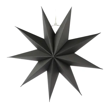 Produktbild von 30 cm neunzackiger Stern aus Papier zum Aufhängen von Neujahrsparty-Ornamenten-Schwarz