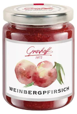 Image de Confiture de pêches de vigne Grashoff Extra aux fruits fruités 250g
