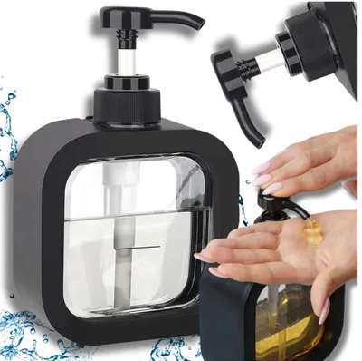 Immagine prodotto di Dispenser, contenitore nero per sapone liquido trasparente, 300 ml