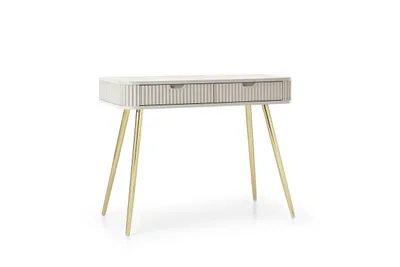 Produktbild von Moderner Schminktisch mit 2 Schubladen Kaschmir mit Goldenen Füssen – 103 × 80 × 49 cm