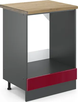Produktbild von Herdumbauschrank Vicco R-Line Rot Hochglanz 60 cm , AP Eiche, Model 45370