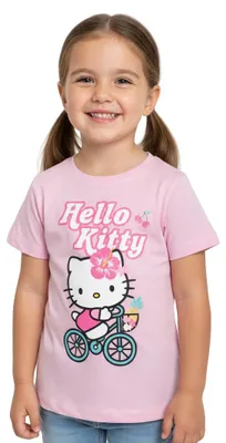 Produktbild von Hello Kitty T-Shirt für Mädchen - Bike Kinder Shirt Oberteil kurzärmlig Rosa 110-116