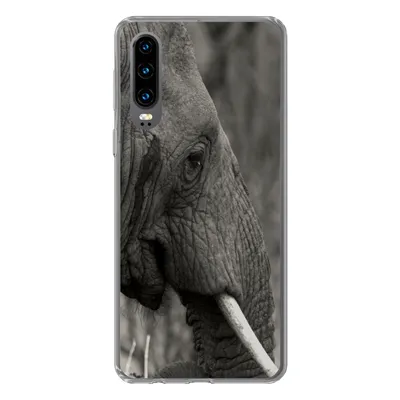 Produktbild von MuchoWow® Handyhülle Schutzhülle Hülle für Huawei P30 Elefant - Tiere - Schwarz - Weiß Silikon Softcase Handy Hülle - Kartenbesitzer