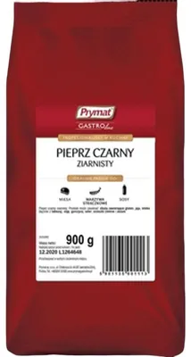 Produktbild von Schwarzer Pfeffer, ganze Körner, 900g, Prymat Gastroline