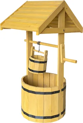 Produktbild von Pflanzbrunnen aus Tannenholz - ca. 85 x 50 x 48 cm - Deko Pflanztopf Brunnen