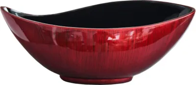 Produktbild von VIVANNO Dekoschale Fiberglas MONDANA Schale, Spiralrot hochglanz mit Muster - 39x20x16 cm