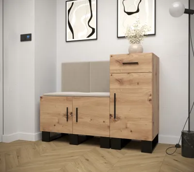 Produktbild von Flur-Garnitur RUMIE 18 – Eiche Artisan, beige Paneele