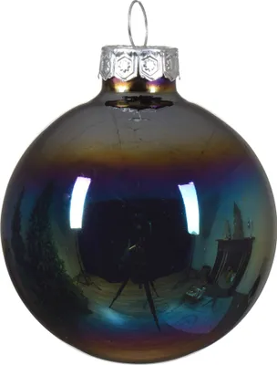 Produktbild von Weihnachtskugeln Glas 6cm x 10 Stück - Schwarz Irisierend