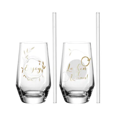 Produktbild von LEONARDO PRESENTE 'Lachen', Sommergetränk-Glas, 365 ml, Glas, Transparent, 2 Stück(e), PRESENTE
