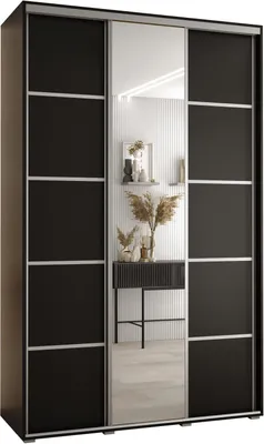 Produktbild von MEBLE KRYSPOL Davos 5 Schrank, drei Türen - 235,2x150x45 cm - Schwarz Schwarz Silber
