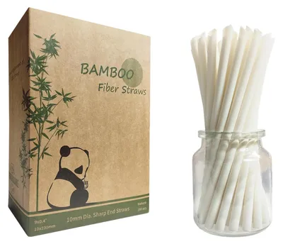 Zdjęcie produktu dla Słomki do Bubble Tea, 10 mm, 180 sztuk, biodegradowalne, wykonane z włókien bambusa, 23 cm