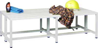 Produktbild von Doppelseitige Umkleide-Sitzbank - 430 x 1.500 x 740 mm (HxBxT) - Kunststoffleisten - tiefschwarz