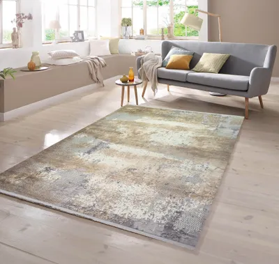 Produktbild von Teppich abstrakt aus Naturfasern in beige grau creme Größe - 80 x 300 cm