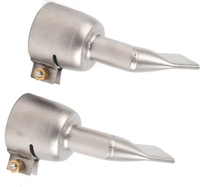 Two identical metal nozzles for a hot air welding gun are shown against a white background.