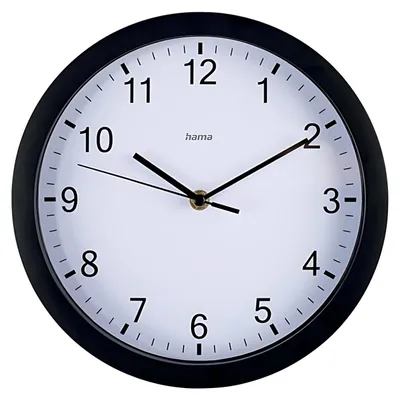 Produktbild von Hama Elba, Wand, Quarzuhr, Rund, Schwarz, Weiß, Kunststoff, Glas