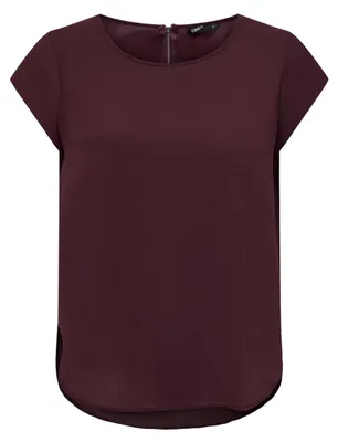 Produktbild von Einfarbige Kurzarm Bluse Basic Rundhals Blusen Shirt Oberteil ONLVIC | 32