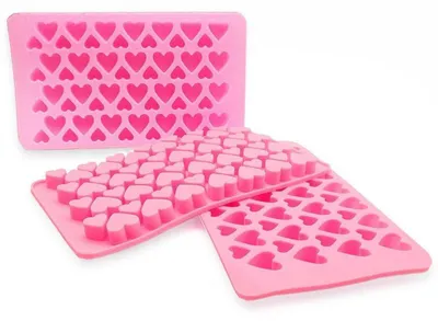 Produktbild von Silikon Eiswürfelform Mini Herz 3er Set Rosa für Süßigkeiten Schokolade Gelee