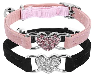 Produktbild von Katzenhalsband verstellbar, Strass-Herz, mit Glocke, für kleine Katzen und Hunde