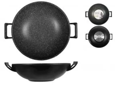 Immagine prodotto di H&H Wok 2 Manici Antiaderente Pietra Cm 32