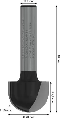 Produktbild von PRO Hohlkehlfräser, R 10, S 8