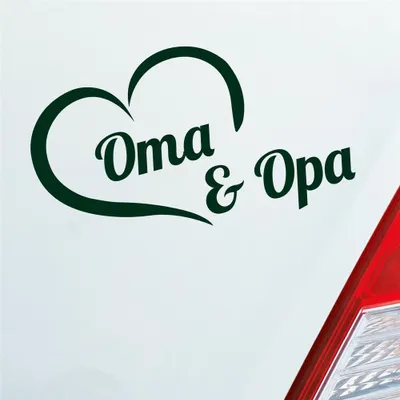 Produktbild von Auto Aufkleber Oma & Opa Stolz Liebe Herz Großeltern Kind 16x10 cm Dunkelgrün Sticker Heckscheibenaufkleber