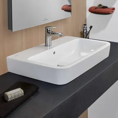 Produktbild von Villeroy & Boch O.novo Aufsatz-Waschtisch 65 x 46 cm mit Überlauf, 1 Hahnloch