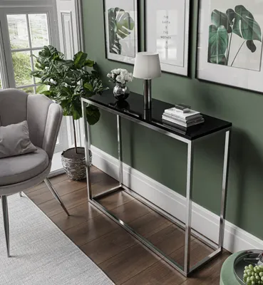 Produktbild von Konzolový stolík MODERN 100 cm chróm / čierny vysoký lesk