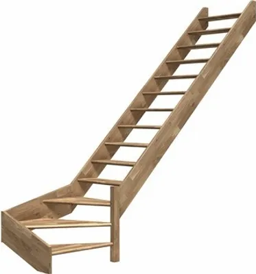 Produktbild von Pertura Wangentreppe Elenie Eiche Lackiert Ohne Setzstufen Seitenwange eiche 1/4-gewendelt unten rechts 83,5 cm 16 Stufe