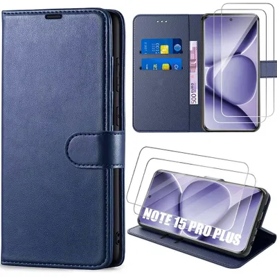 Image de Coque + 2 Verres Trempés pour Xiaomi Redmi Note 15 Pro Plus 5G, Anti-Rayures Antichoc - Bleu Marine