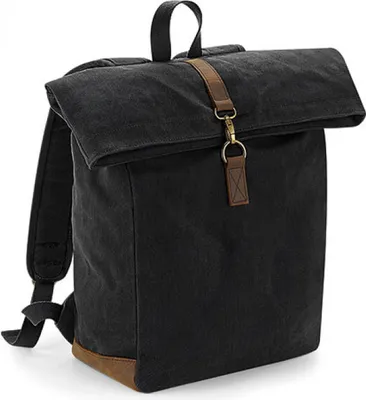 Produktbild von Quadra QD655 | Rucksack Heritage Waxed Canvas, 53 x 31 x 14 cm - Farbe: Black - Größe: 53 x 31 x 14 cm