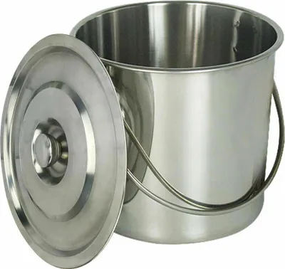 Image de 12L Seau en acier inoxydable Seau de cuisine Seau à aliments industriel Seau à glaçons Seau à eau Seau à lait Seau à glace avec couvercle