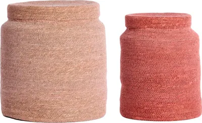 Image de Ensemble de paniers Light & Living BETANIA rose clair et rose en herbe marine – Ø25x32,5 + Ø33x38 cm