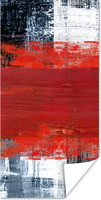 Produktbild von MuchoWow® Poster Gemälde - Abstrakt - Rot - Öl 60x120 cm - Wandschmuck