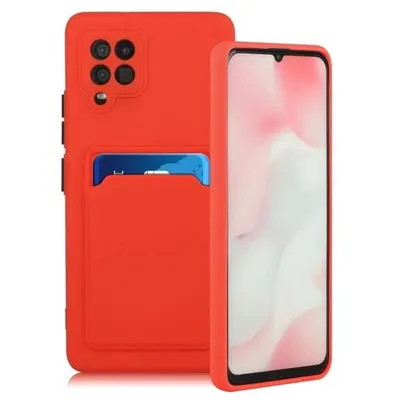 Produktbild von Card Case Silikon Wallet Case mit Kartenfach und Dokumenten für Samsung Galaxy A42 5G rot