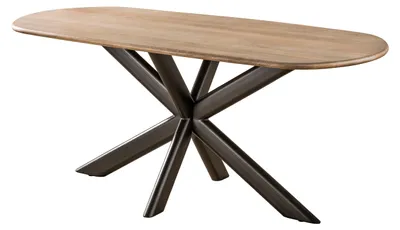 Produktbild von Villa Möbel Esstisch Cliff oval aus Massivholz 180 x 95 cm mit Rohrgestell