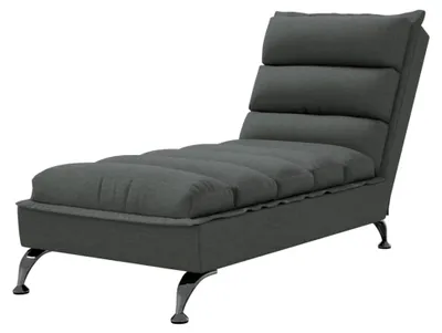 Produktbild von Chaiselongue mit Kissen, Liegesessel aus Sperrholz mit Metallbeinen, Relaxliege für das Wohnzimmer, Dunkelgrau