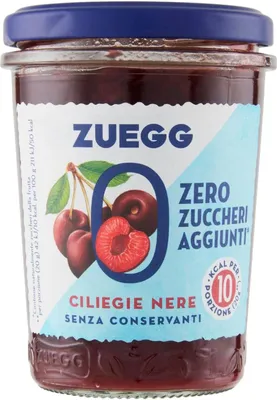 Produktbild von 6x Zuegg zero zuccheri Schwarzkirsch marmelade Jam zuckerfrei Zero Sugars, 220g + Italian Gourmet Polpa 400g