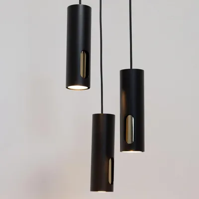 Produktbild von Hängeleuchte FLOW, schwarz-gold, 3xGU10, 10W, Metall, Maße: 110x20x20cm, IP20, Sigma Lighting