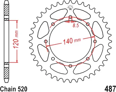 Produktbild von Kettenrad ESJOT 520 46Z Stahl schwarz