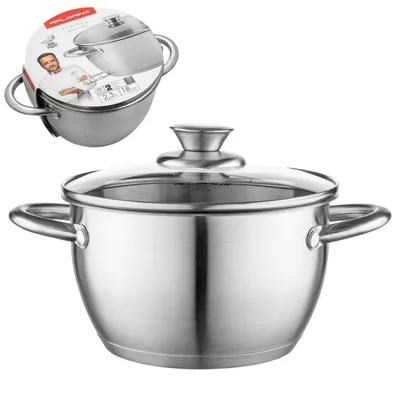 Obrázek produktu pro Hrnec na vaření TOPF GAS induction STAINLESS STEEL se skleněnou poklicí hrnec na polévku 2,4 l