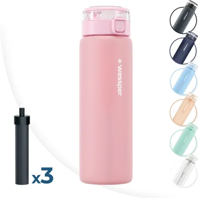 Produktbild von Wessper ActiveMax Clarti Glasfilterflasche 680ml Rosa + 3x Filterkartusche