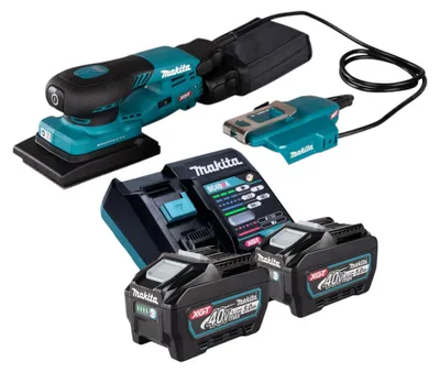 Productafbeelding van Makita BO 005 CGT201 Accuschuurmachine 40 V max. 80 x 130 mm 3,0 mm slag Borstelloos + 2x accu 5,0 Ah + lader