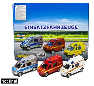 Produktbild von Einsatzfahrzeug 2-Play traffic 11cm Pull Back Licht/Sound 3fach sortiert
